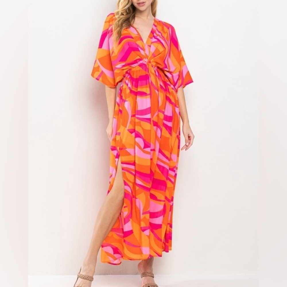 TCEC Size Large Maxi Dress Bonnie Bennett Core Orange